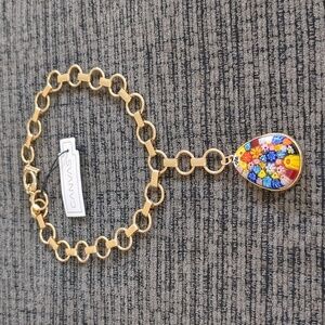 Glass Teardrop Pendant Y-shape Necklace